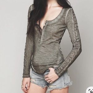 Free People Shell Stitch Lace Henley